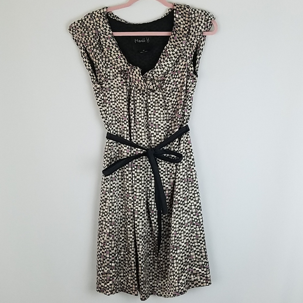 Hanii Y. women 42 silk dress tied knee length boho-chic whimsigoth festival